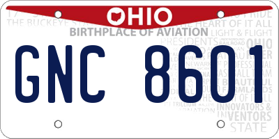 OH license plate GNC8601