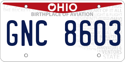OH license plate GNC8603