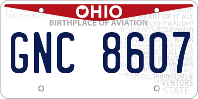 OH license plate GNC8607