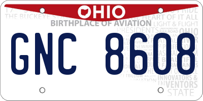 OH license plate GNC8608