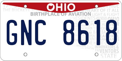 OH license plate GNC8618