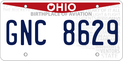 OH license plate GNC8629