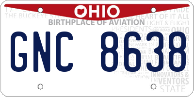 OH license plate GNC8638