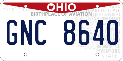 OH license plate GNC8640
