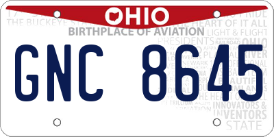 OH license plate GNC8645