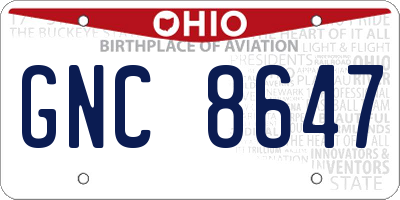 OH license plate GNC8647