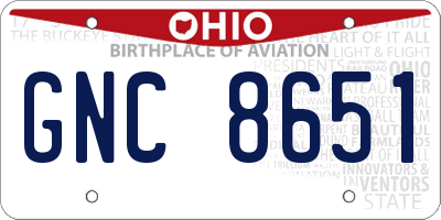 OH license plate GNC8651