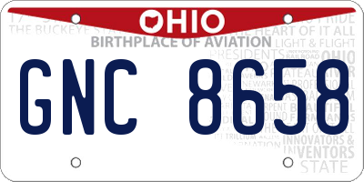 OH license plate GNC8658
