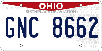 OH license plate GNC8662
