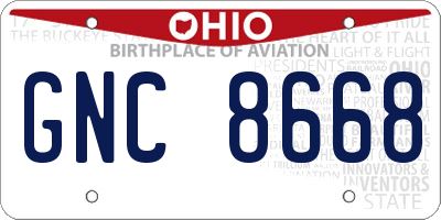 OH license plate GNC8668