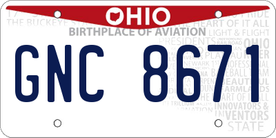OH license plate GNC8671