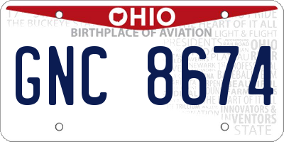 OH license plate GNC8674