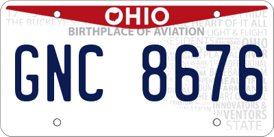 OH license plate GNC8676
