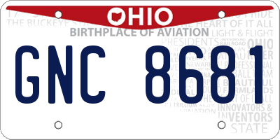 OH license plate GNC8681