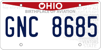 OH license plate GNC8685