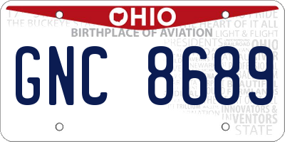 OH license plate GNC8689
