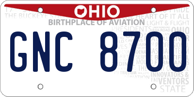 OH license plate GNC8700
