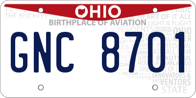 OH license plate GNC8701