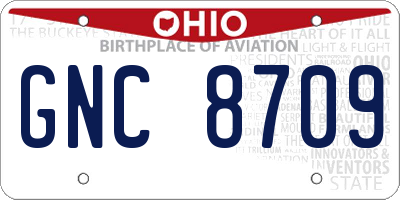 OH license plate GNC8709