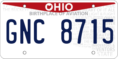OH license plate GNC8715