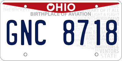 OH license plate GNC8718