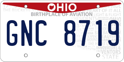 OH license plate GNC8719