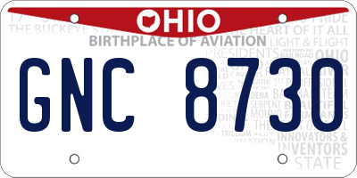OH license plate GNC8730