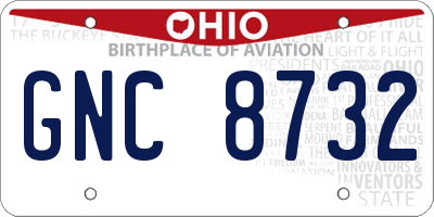 OH license plate GNC8732