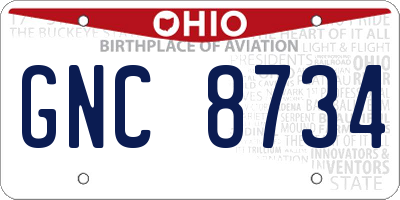 OH license plate GNC8734