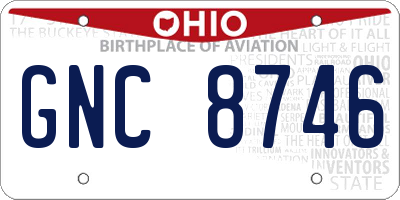 OH license plate GNC8746