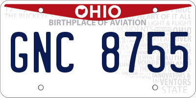 OH license plate GNC8755