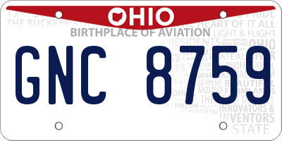 OH license plate GNC8759