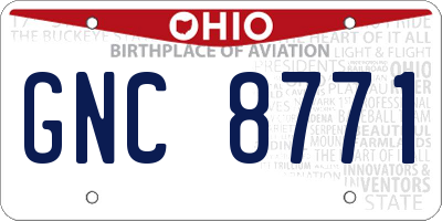 OH license plate GNC8771