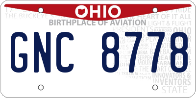 OH license plate GNC8778