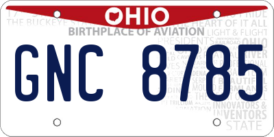 OH license plate GNC8785