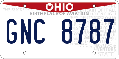 OH license plate GNC8787
