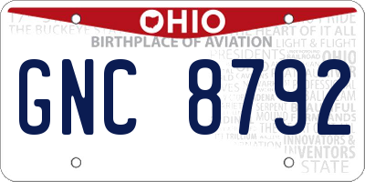 OH license plate GNC8792
