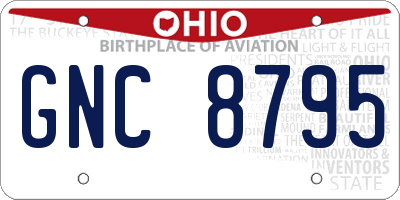 OH license plate GNC8795