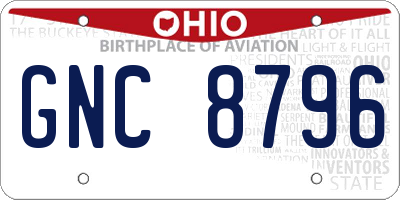 OH license plate GNC8796