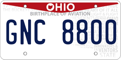 OH license plate GNC8800