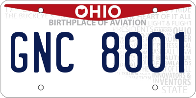 OH license plate GNC8801