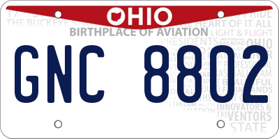 OH license plate GNC8802