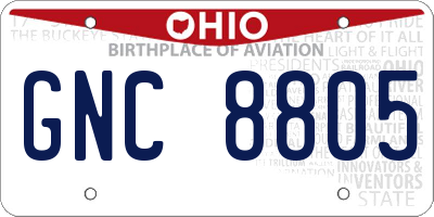 OH license plate GNC8805