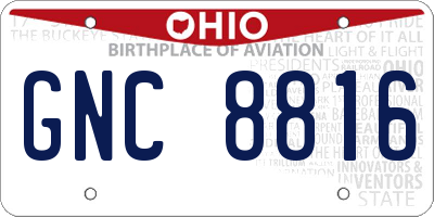 OH license plate GNC8816