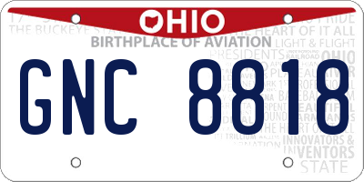 OH license plate GNC8818