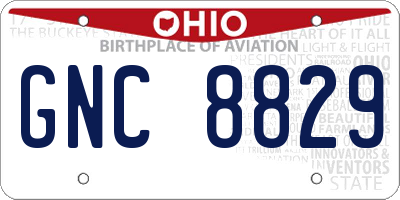 OH license plate GNC8829