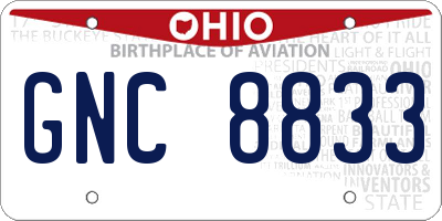 OH license plate GNC8833