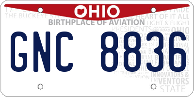 OH license plate GNC8836