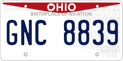 OH license plate GNC8839