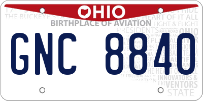 OH license plate GNC8840